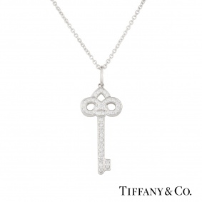 Tiffany & Co. Diamond Set Fleur De Lis Key Pendant in Platinum